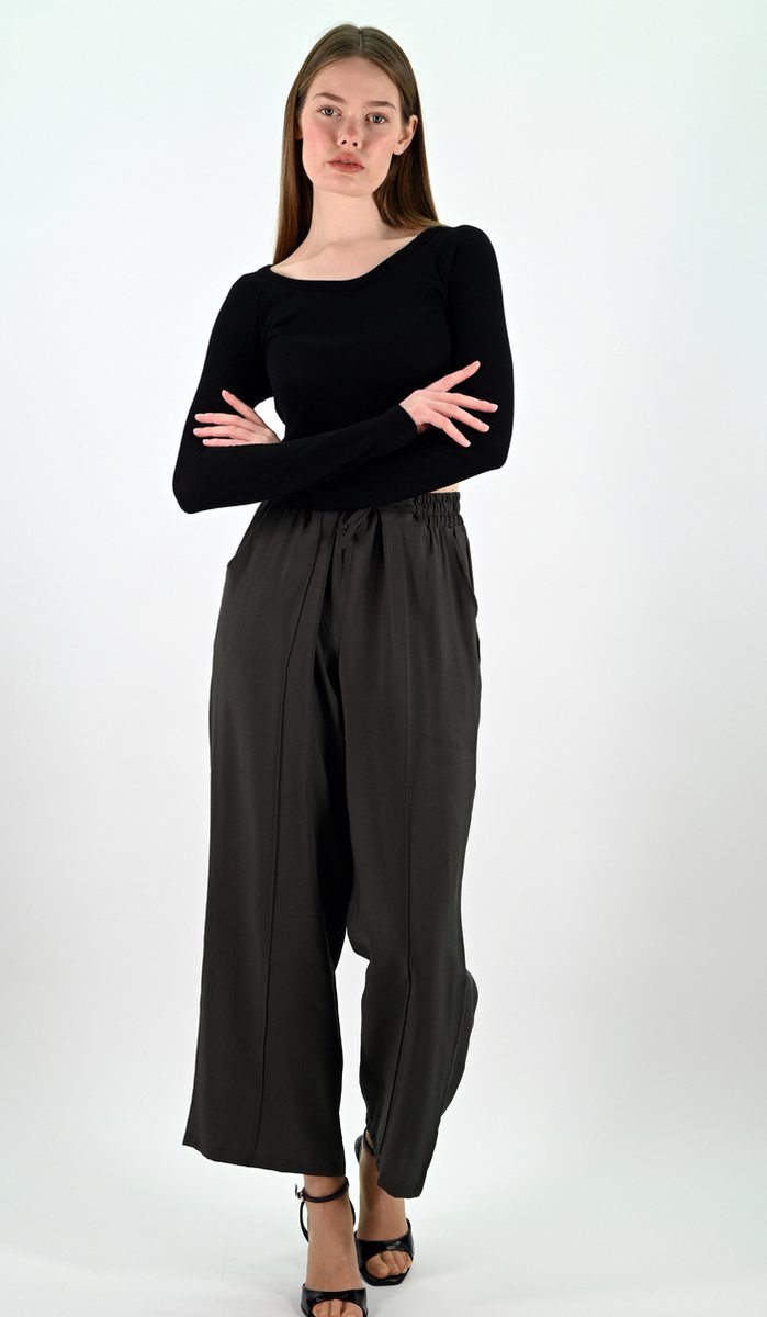 YesMooi - Wide Leg Culotte Broek - Antraciet - S (36) - Pantalon Dames Luchtige Broek
