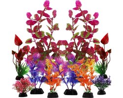 Aquarium Decoratie Set van 10 Kleurrijke Kunstplanten voor Aquarium