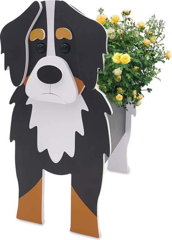 Jardinière en forme de chien, charmants pots de fleurs avec visage pour plantes d'intérieur et d'extérieur, décoration unique pour le jardin et la maison (Chien Bernois)
