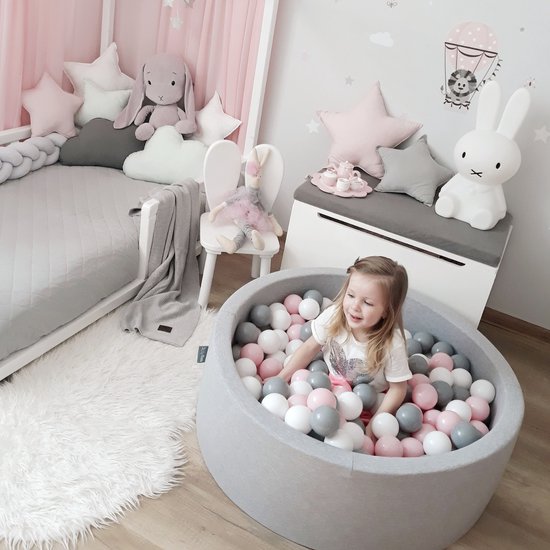 KiddyMoon Piscine à balles Piscine à balles avec boules colorées 90X30cm/300 balles ∅ 7Cm Pour bébés enfants Ronde, Automne: Couleurs Marron/Rouge Cuivre/Beige Pastel/Saumon