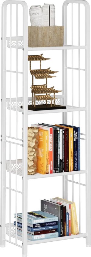Hoppa! | Boekenkast | Vrijstaand - 4 vakken - Verstelbare legplanken - Wit
