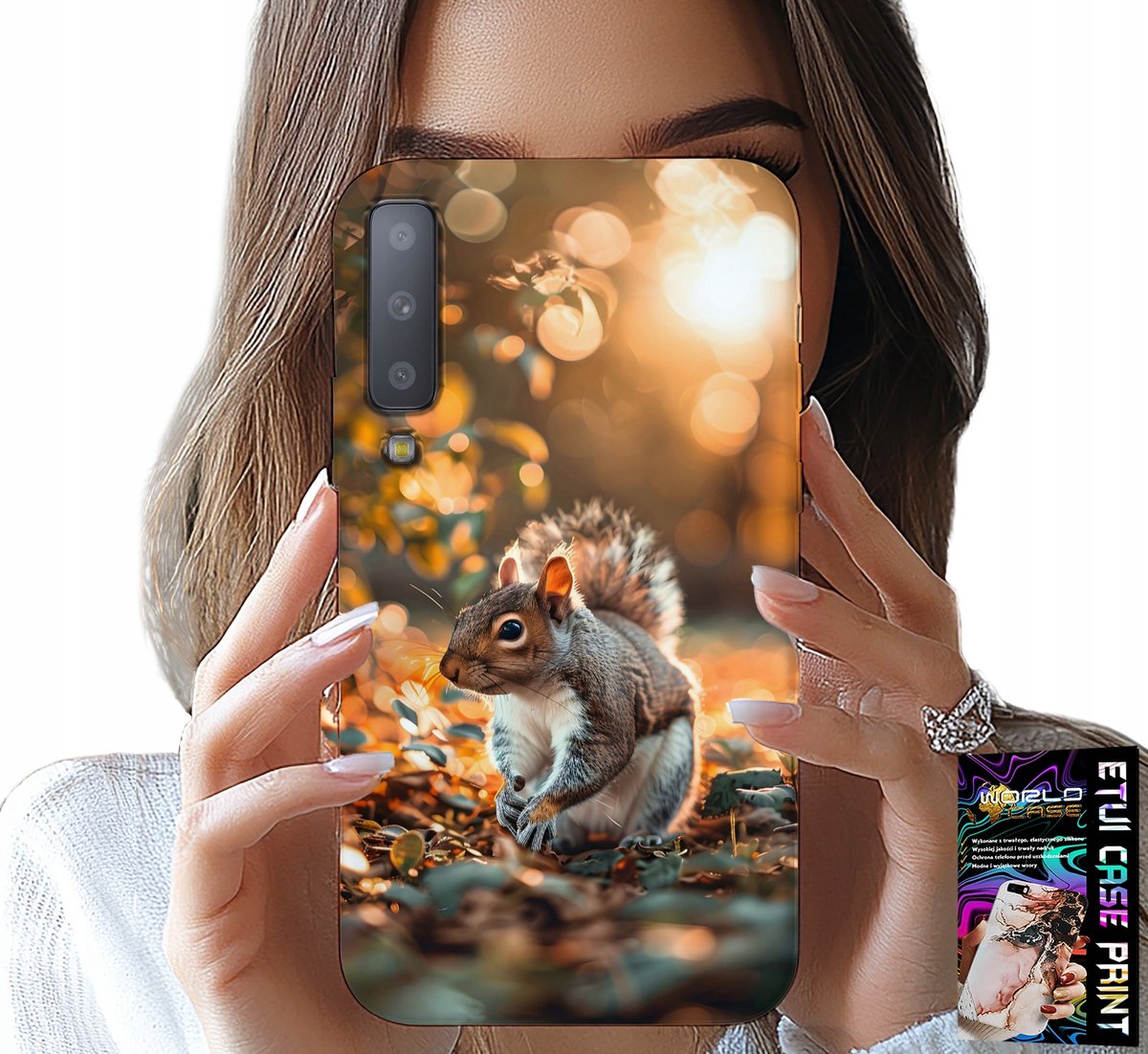 HOESJE VOOR SAMSUNG A7 2018 - SCHATTIGE EEKHOORN, HOESJE MET JE EIGEN MOTIEF