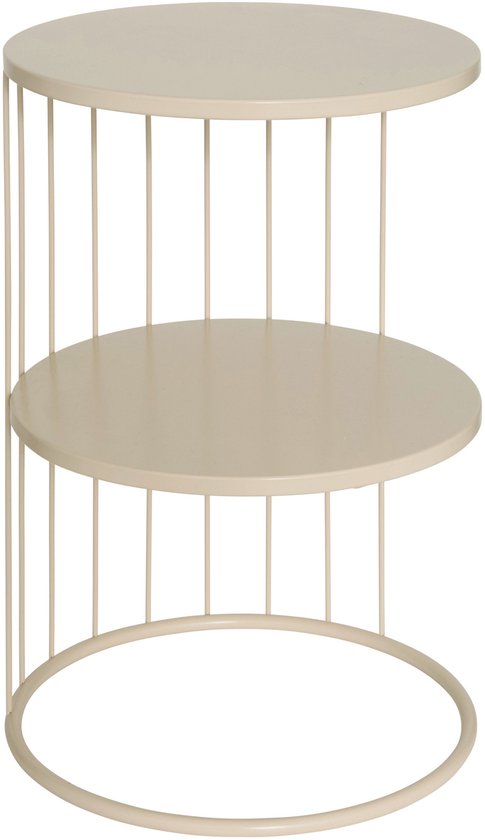 Table d'appoint Kobu d'Atmosphera - beige - métal - rond - D36 x H52 cm - table basse/table à café