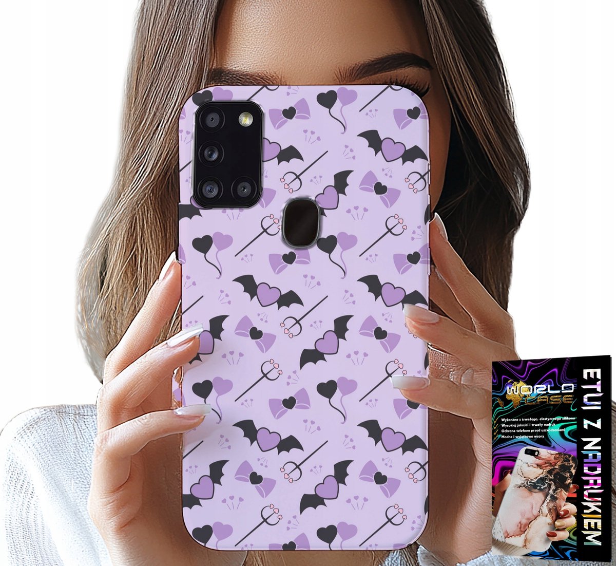 HOESJE VOOR SAMSUNG GALAXY A21S - MODIEUZE PATRONEN: VORK, HARTJES, KOMMEN