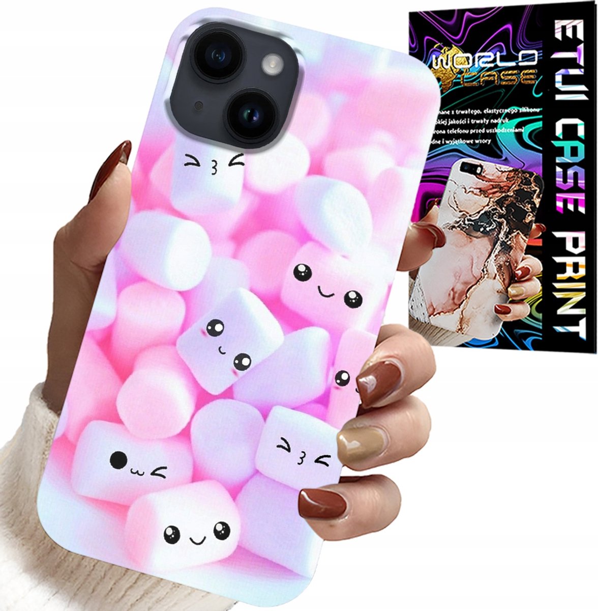 iPhone 15 hoesje - Sweet Marshmallow patroon, cover, achterkant