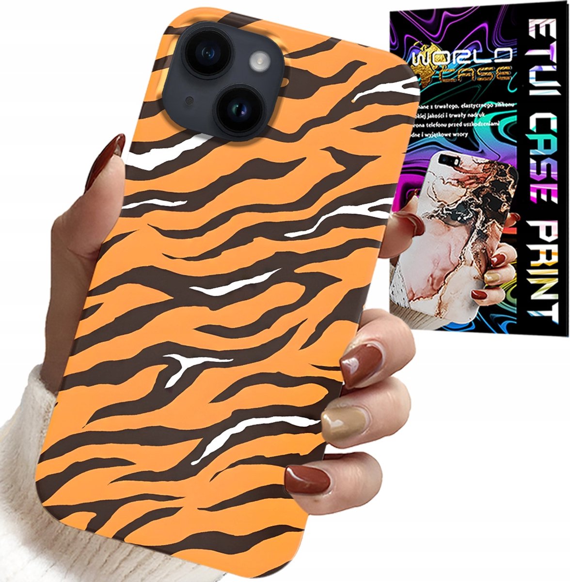 iPhone 15 hoesje - achterkant met tijgerstrepen + glas