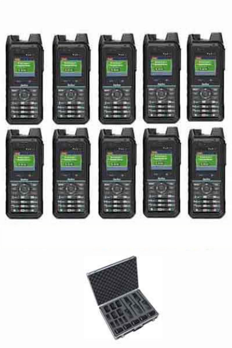 Set van 10 Inrico T330 4G LTE Zello Smart Portofoons IP68 met koffer
