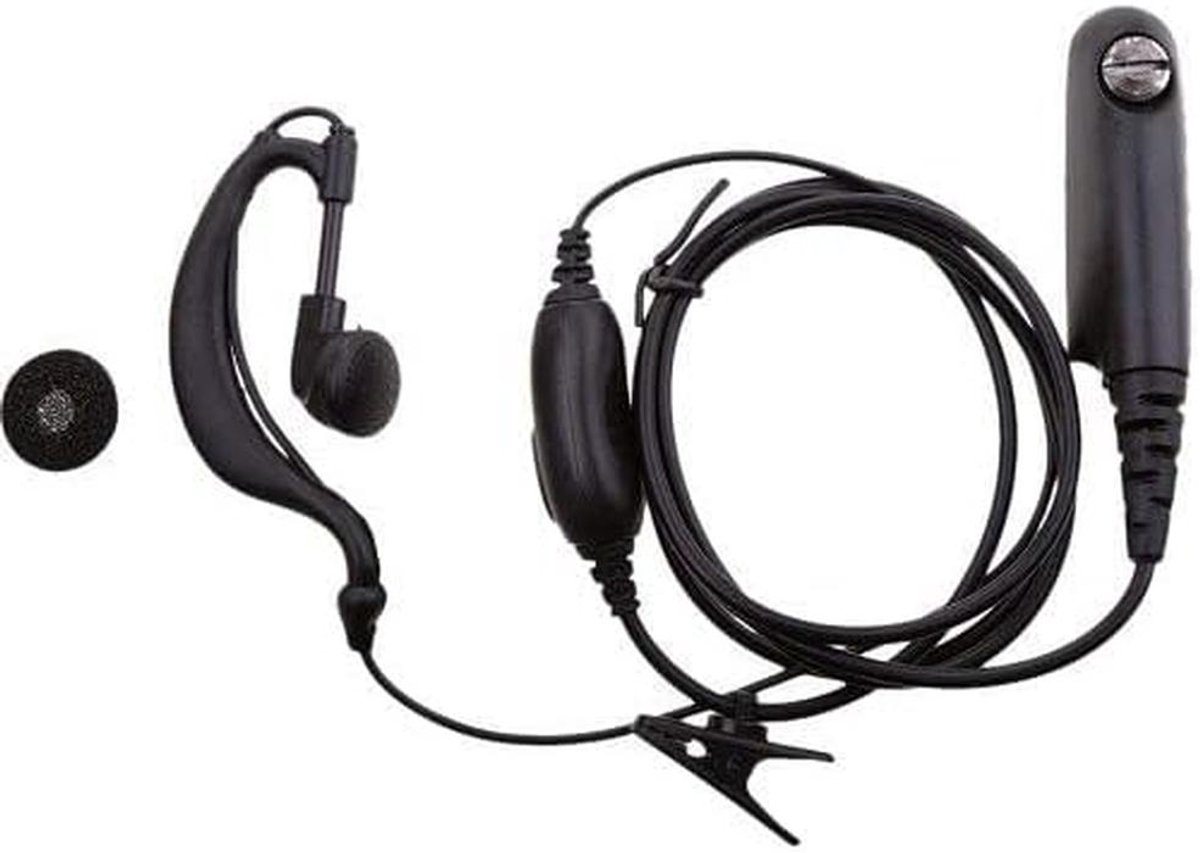 Microfoon Headset - Oortje met PTT - Communicatie in lawaai - G-vormige oorhaak - 40 gram