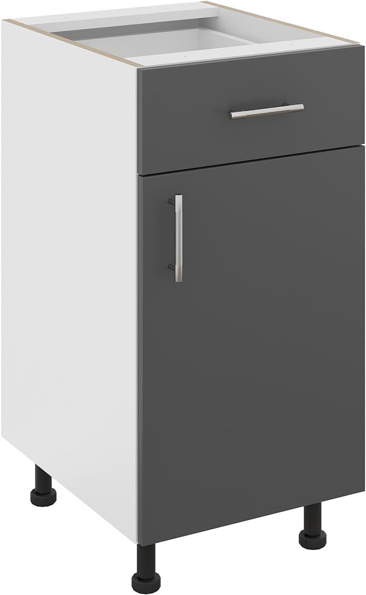 Onderkast Keuken - Keukenkastje Lade Deur - Keuken Opbergen - Modulair Systeem - 40x50x80cm - Antraciet Wit