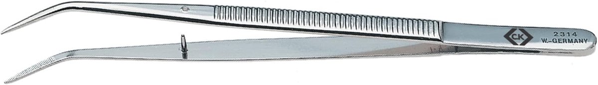 Precisie pincet - Fijn instrument - Gedetailleerd werk - Gebogen punt - 150 mm lengte - Zilverkleurig
