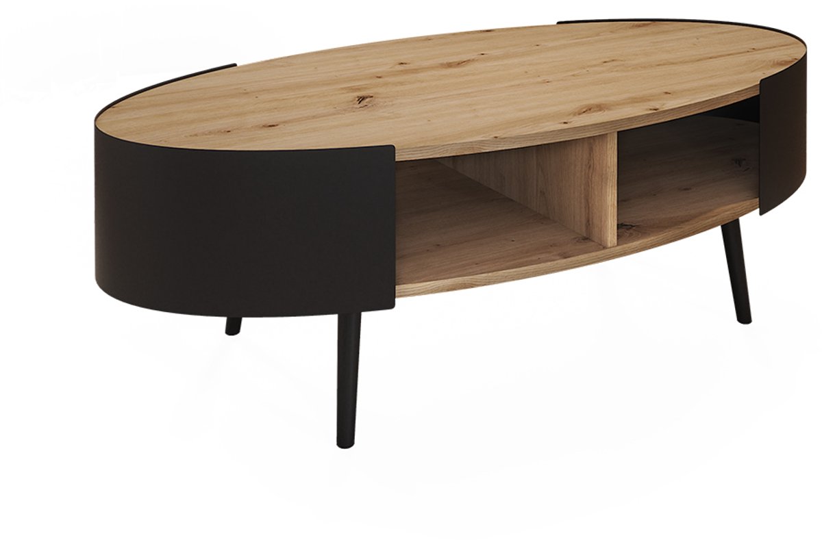 Vicco Lofta Salontafel – 120 x 60 cm Zwart Zwart/Eiken