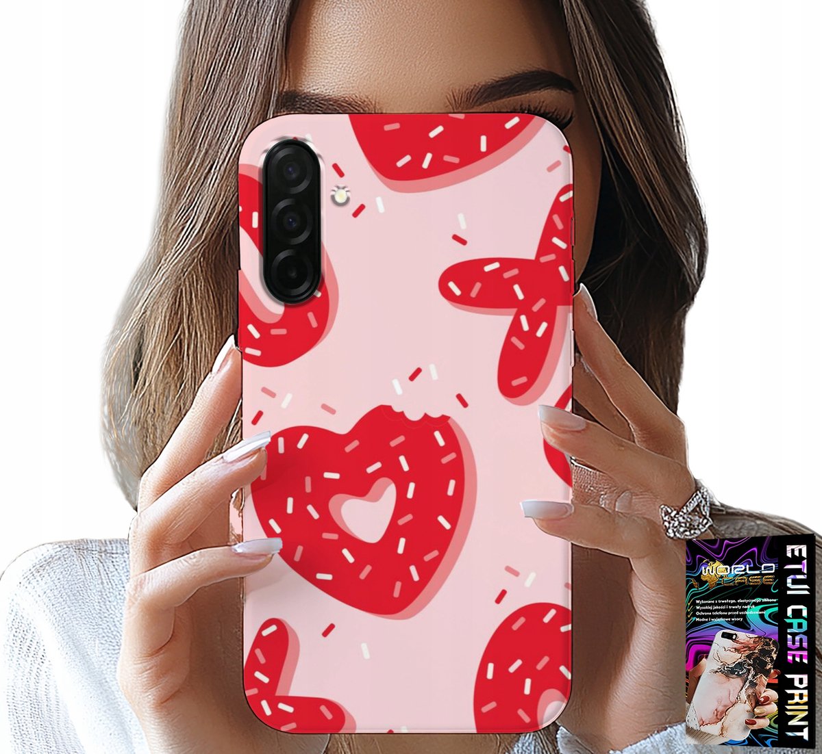 HOESJE VOOR SAMSUNG GALAXY A56 5G - VROUWELIJK, MODIEUS PATROON XOXO HART + GLAS
