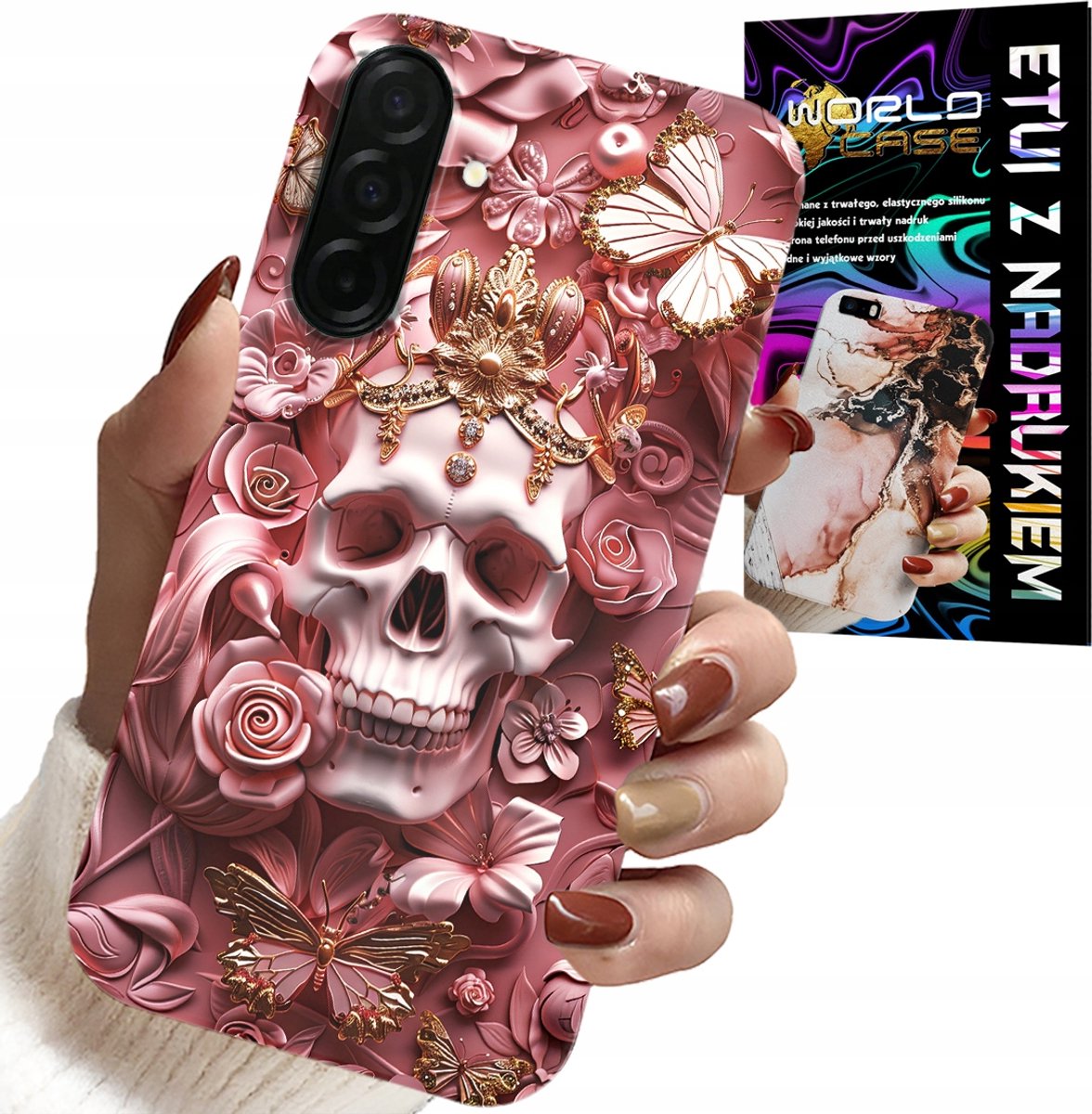Hoesje voor Samsung Galaxy A56 5G - Vrouwelijk, modieus patroon, schedel met rozen
