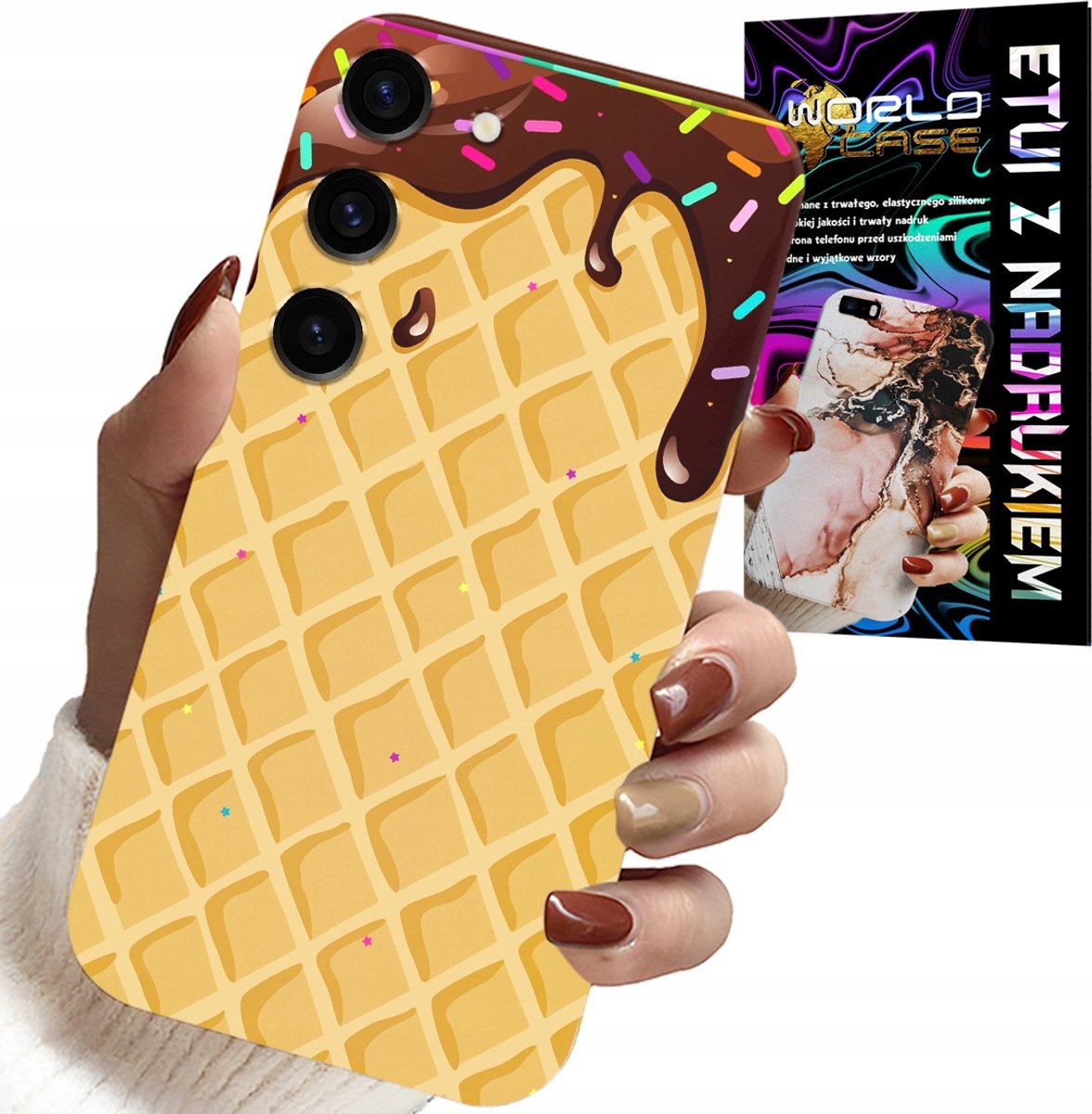 HOESJE VOOR SAMSUNG GALAXY S23 PLUS - MET EEN WAFELMOTIF EN CHOCOLADECOATING