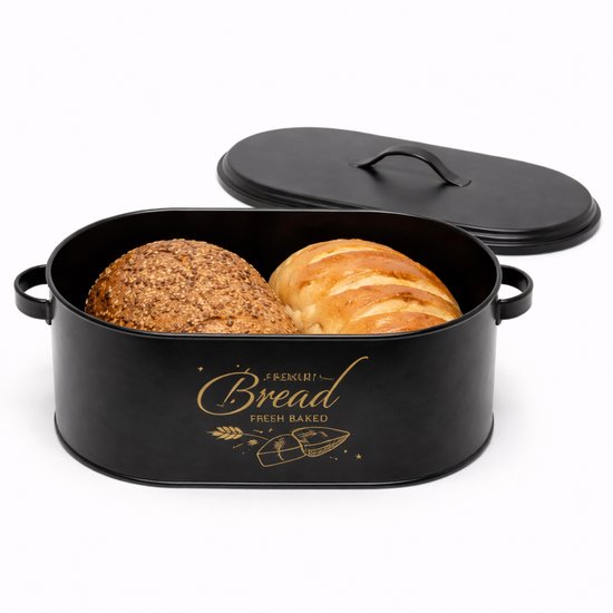 Industrial Living Broodtrommel-Brooddoos Met Snijplank-Brood Bewaren-Metaal-Hout