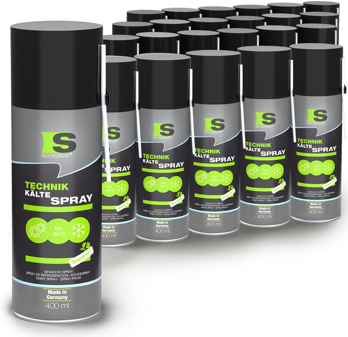 Spraytive 24x 400ml koudespray -50°C ijsspray voor elektronica foutopsporing sensortest montagehulp verdampt snel zonder residu