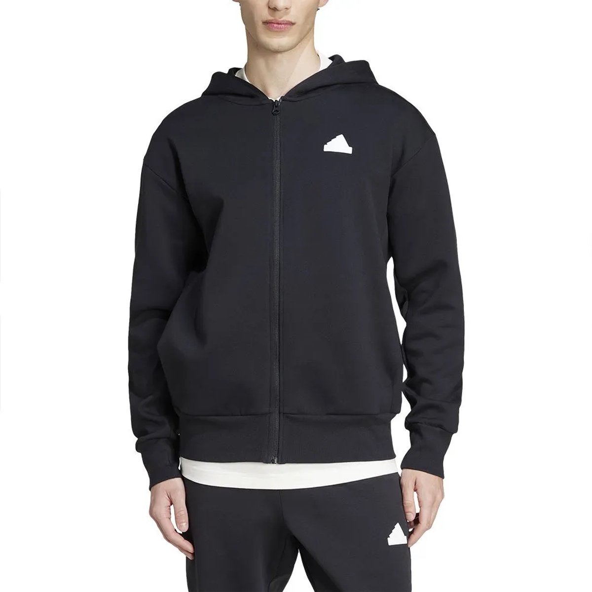 Adidas Future Icons Doubleknit Sweatshirt Met Rits L Man Zwart