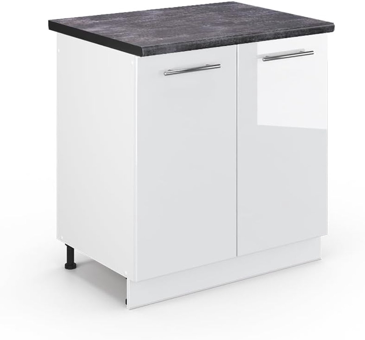 Wastafelkast - Keukenkast Spoelbak - Keuken Opbergen - Hoogglans Afwerking - 80 cm Breed - Wit Antraciet
