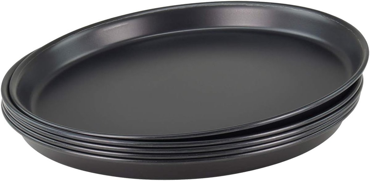 Pizzaplaten Set - Bakplaten - Professioneel Bakken - Zware Kwaliteit - Ø 24 cm 5 Stuks - Zwart