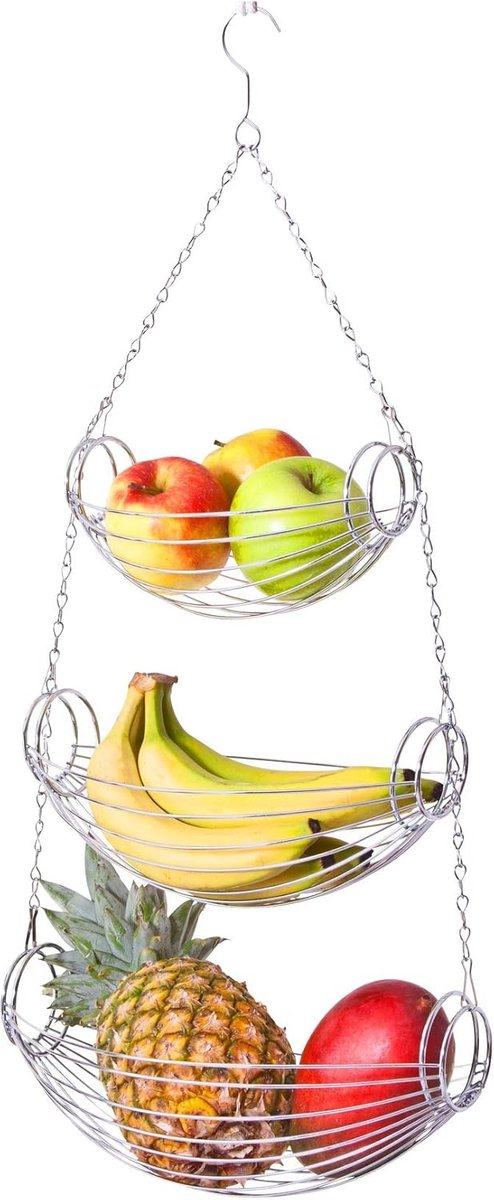 Keuken hanger - Fruit houder - Keuken organiseren - Stijlvol design - 700 Gram - Zilver