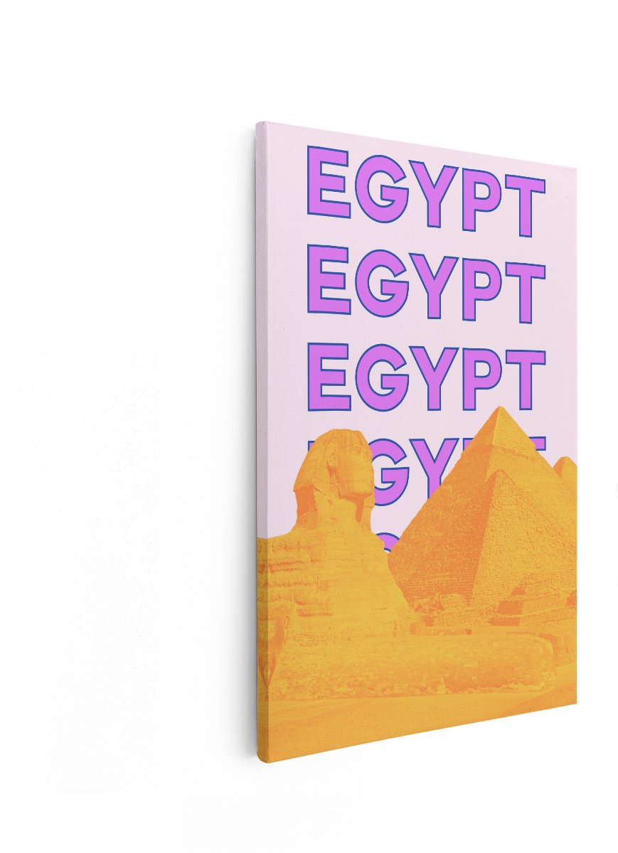 Artaza Canvas Schilderij Piramides - 60x90 cm - Wanddecoratie Egypte - Muurdecoratie Sfinx - Decoratie Pop Art - Oranje