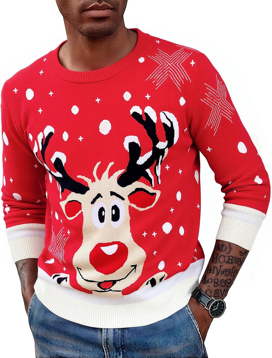Unisex Kersttrui Familie met Rendier Patroon voor Dames, Heren en Kinderen