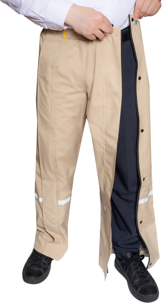 BEIGE regenbroek met volledige rits van Hello Rain 4XL