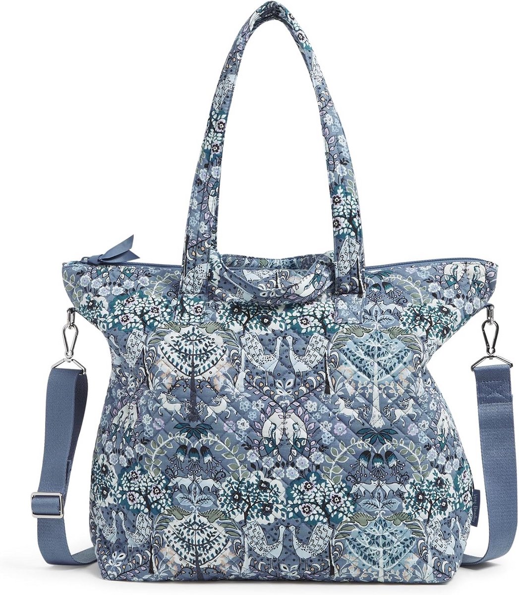Grote Katoenen Shopper Tas Dames - Slouchy Tote Bag met Vakken