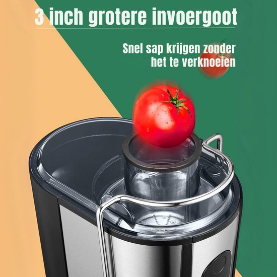 Aurixi® Sapcentrifuges groenten en fruit - Sapcentrifuges - Slowjuicer - Zilver - ‎20cm x 5cm x 15cm van Aurixi — afbeelding 5