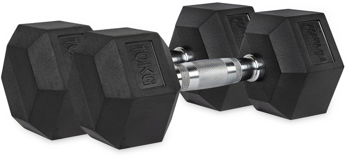 VirtuFit Hexa Dumbbell Pro Set - 2 x 10 kg - Hexagon Dumbbell - Duurzaam en Slijtvast - Krachttraining - Gewicht - CrossFit & Fitness - Geschikt voor Beginners en Professionals - Set van 2