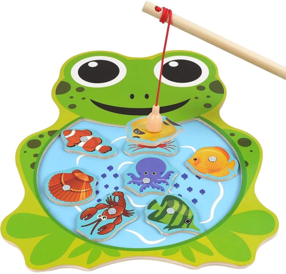 Montessori Magnetisch Visspeelgoed | Houten Kikkervisspel, Ontwikkelt Hand-oogcoördinatie En Kleurherkenning, Educatief Cadeau Geschikt Voor Kinderen Vanaf 2 Jaar