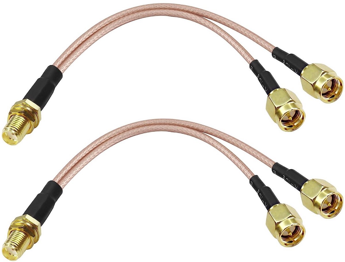 2 stuks SMA Y-splitter Kabel Adapter RG316 Verlengstuk - 15 cm - Voor WiFi en GSM Antennes
