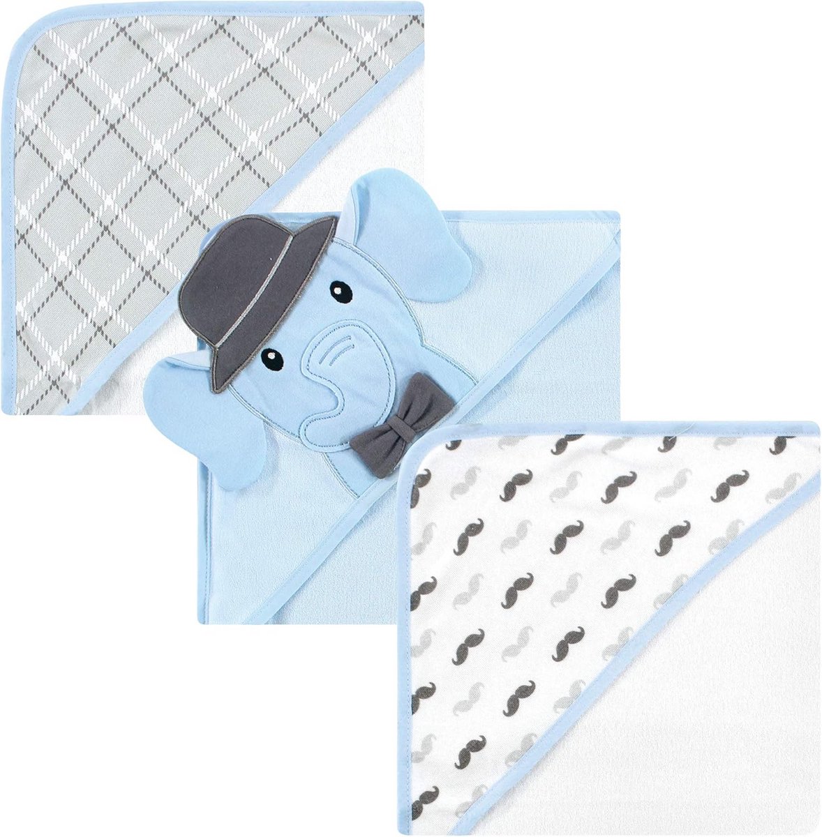 Baby Handdoek met Capuchon Katoen Absorberend Blauw Antraciet Olifant