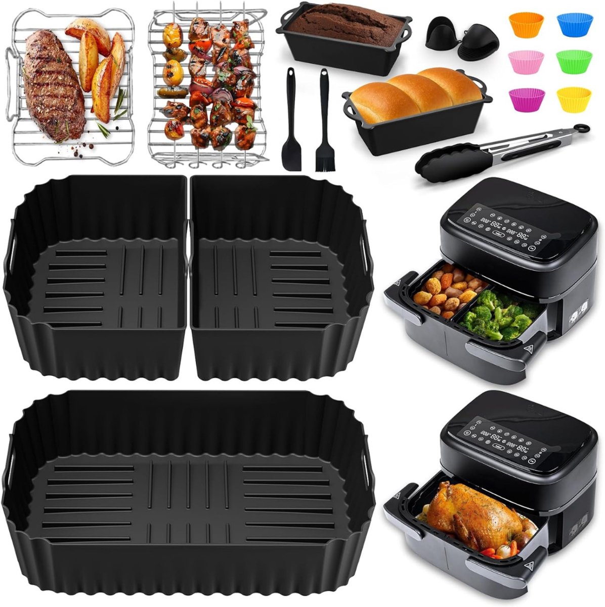 Airfryer Accessoires - Siliconen Bakje - Bakpapier -Multikleur