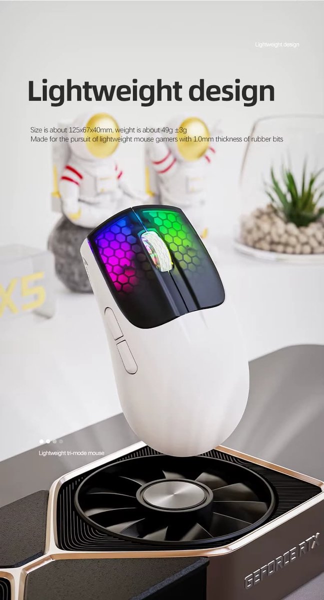 Attack Shark X5 RGB Gaming Muis Draadloos & Bedraad, 3 Modi (BT/2.4G/USB), Lichtgewicht E-sports thumbnail 3