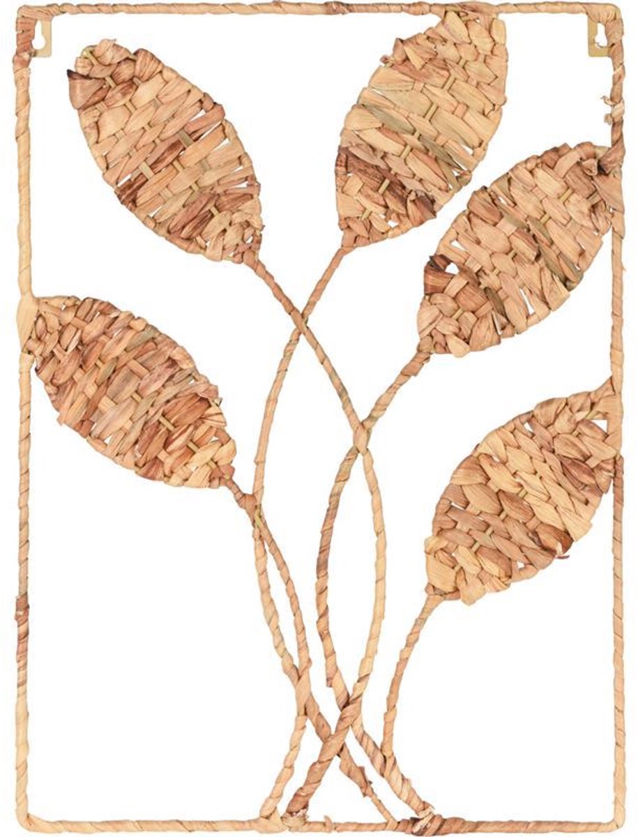 Home & Styling wanddecoratie bladeren riet 50x35cm natuurlijk bruin.