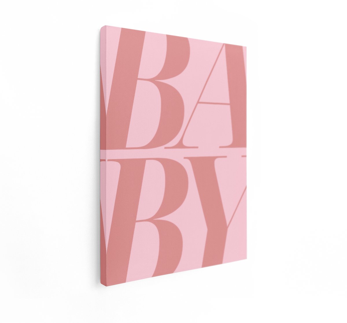Artaza Canvas Schilderij Baby Tekst - 90x120 cm - Wanddecoratie Babykamer - Muurdecoratie Meisjeskamer - Schilderijen Op Canvas - Roze