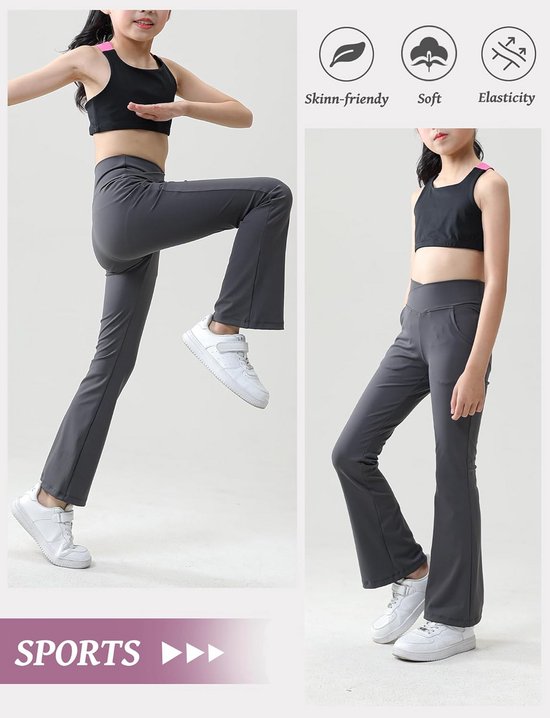 Meisjes Uitlopende Sportbroek met Hoge Taille en Zakken — afbeelding 3