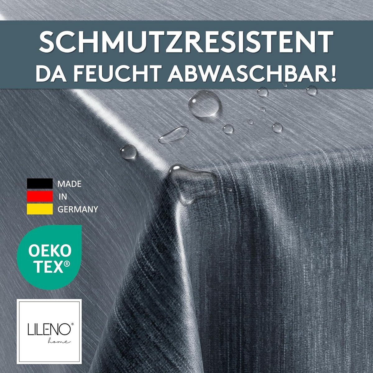 Wasbare Tafelkleed op Maat - Waterafstotend Vinyl Tafelzeil in Antraciet Linnenlook