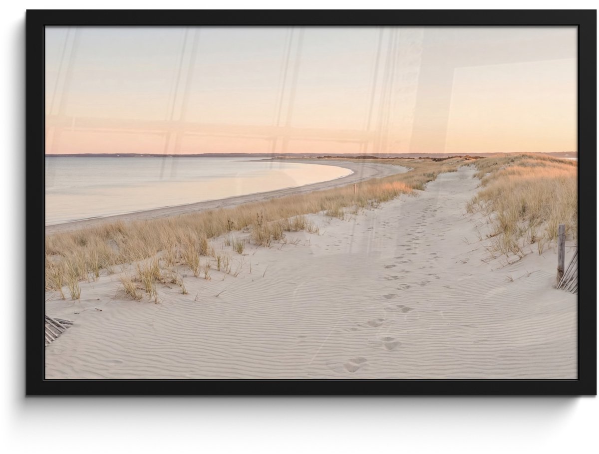 FrameYourWall Poster in lijst - Fotolijst 60x40 cm - Posters - Kustlijn - Horizon - Hek - Posterlijst zwart - Decoratie - Wanddecoratie woonkamer - Muurdecoratie slaapkamer