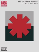 Red Hot Chili Peppers Greatest Hits album cover. Rood logo met acht punten op een grijs en groen vlak.