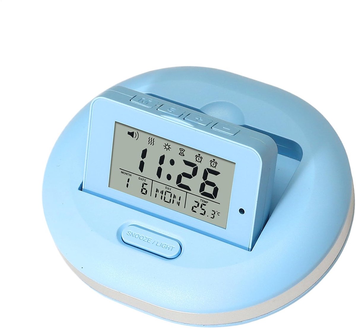 longziming -Vibratie Wekker - Stille Wekker - Digitale Wekker - LED-display Met Achtergrondverlichting - Drie Alarmmodi - ABS - Voor Zware Slapers En Gedeelde Slaapkamers - 1 Stuk - Blauw