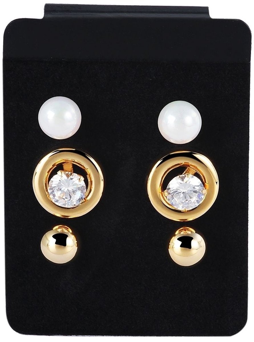 AKZENT Accent dames oorbel Avigeya 3 stuks in een set, roestvrij staal, drukknoopsluiting, elegant