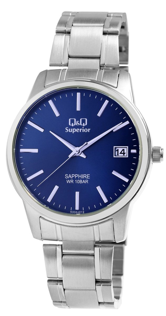 QQ Herenhorloge van roestvrij staal S330J212Y QQ Superior herenhorloge, roestvrij staal, saffierglas, 5