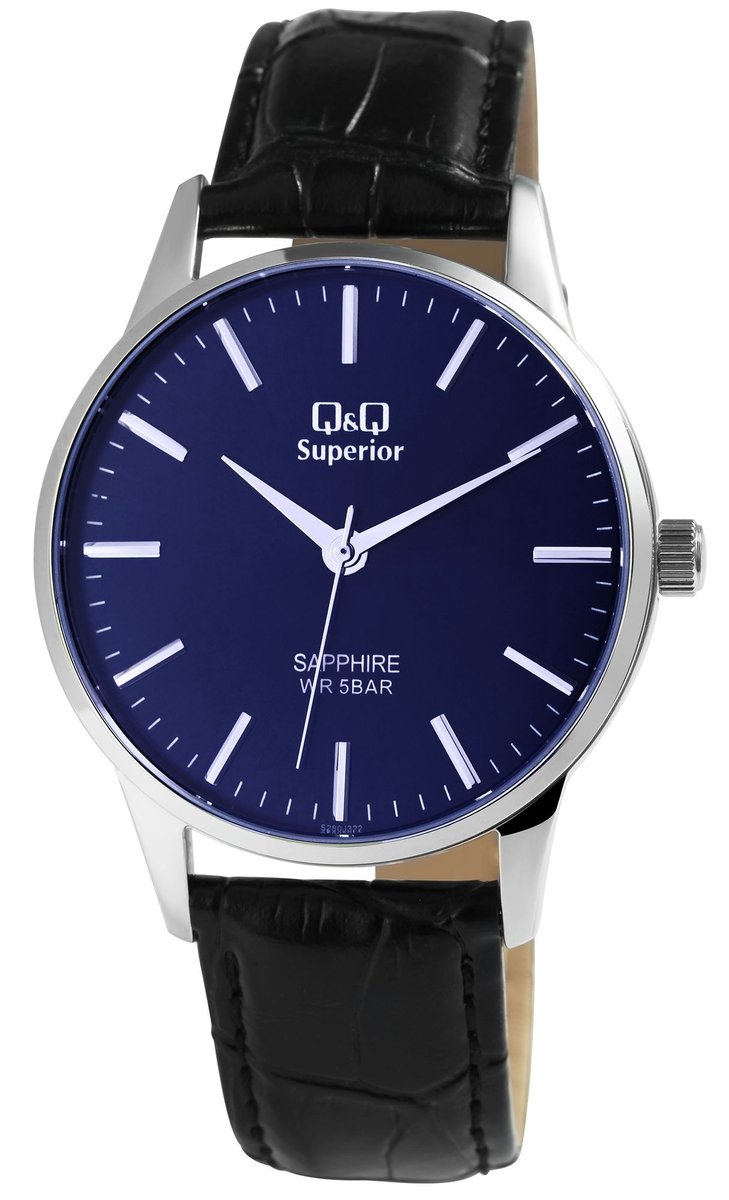 QQ Herenhorloge van echt leer S280J322Y QQ Superieur herenhorloge met echte leren band,
