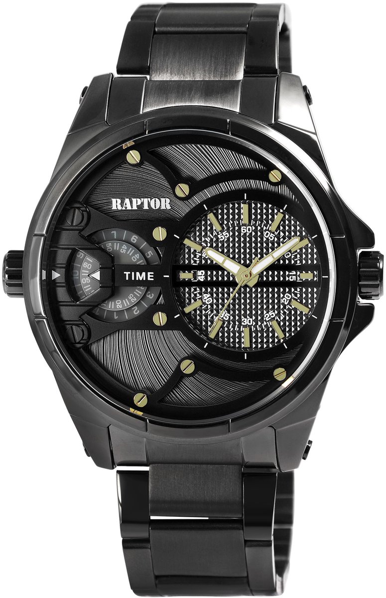 Raptor Herenhorloge van roestvrij staal RA20404 "Gabriel" RAPTOR met 2 uurwerken, roestvrijstalen band, 3ATM,