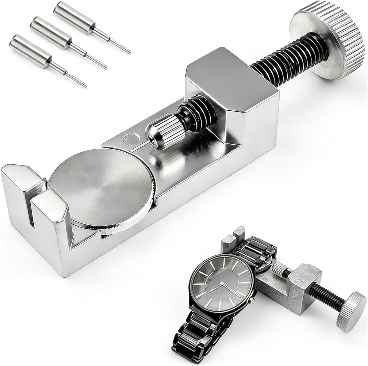 Verstelbare Horloge Link Verwijder Kit - Horloge Link Verwijder Gereedschap - 3 Extra Pinnen - Aluminium Legering - Spring Bar Verwijderaar - Draagbaar
