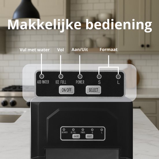 Lacardia IJsblokjesmachine 1,3L - IJsblokjesmaker met Zelfreinigingsfunctie - 12kg per 24 Uur - Inclusief IJsschep - Zwart — afbeelding 5