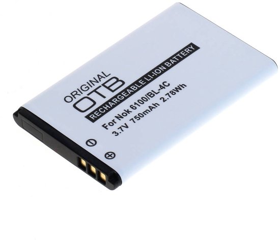 Witte OTB oplaadbare Li-ion batterij voor Nokia 6100/BL-4C. 3.7V 750mAh 2.78Wh.