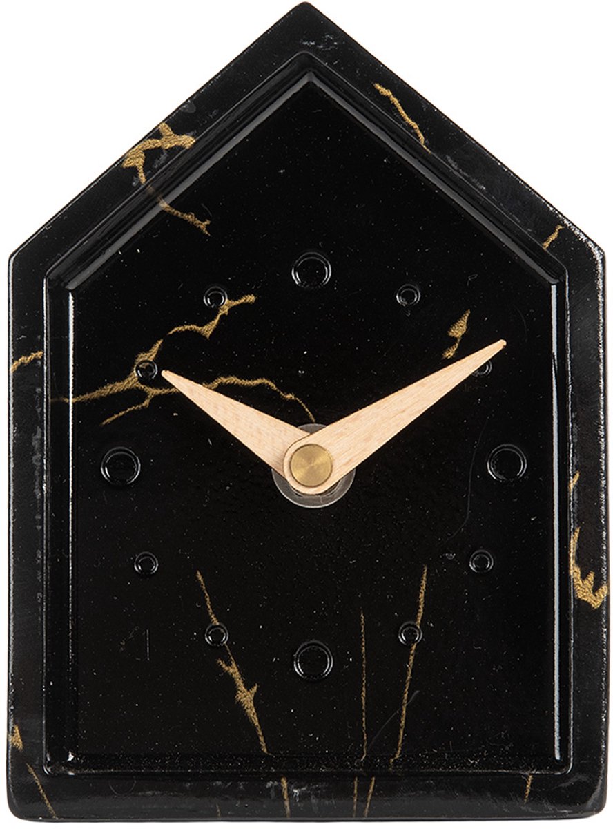 Gabriël Tafelklok 10x4x13 cm Zwart Metaal